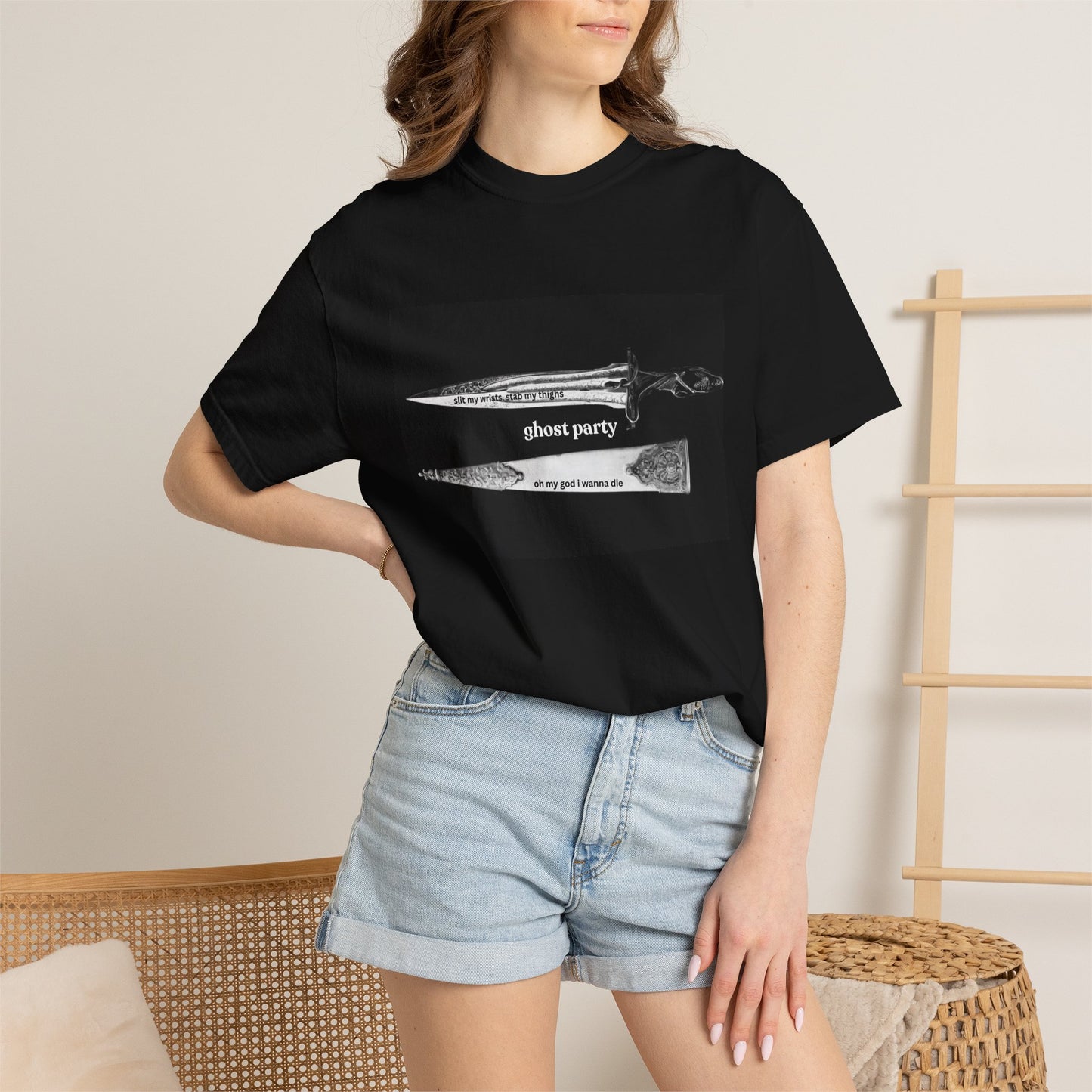 Ghost Party Knife Graphic T-Shirt