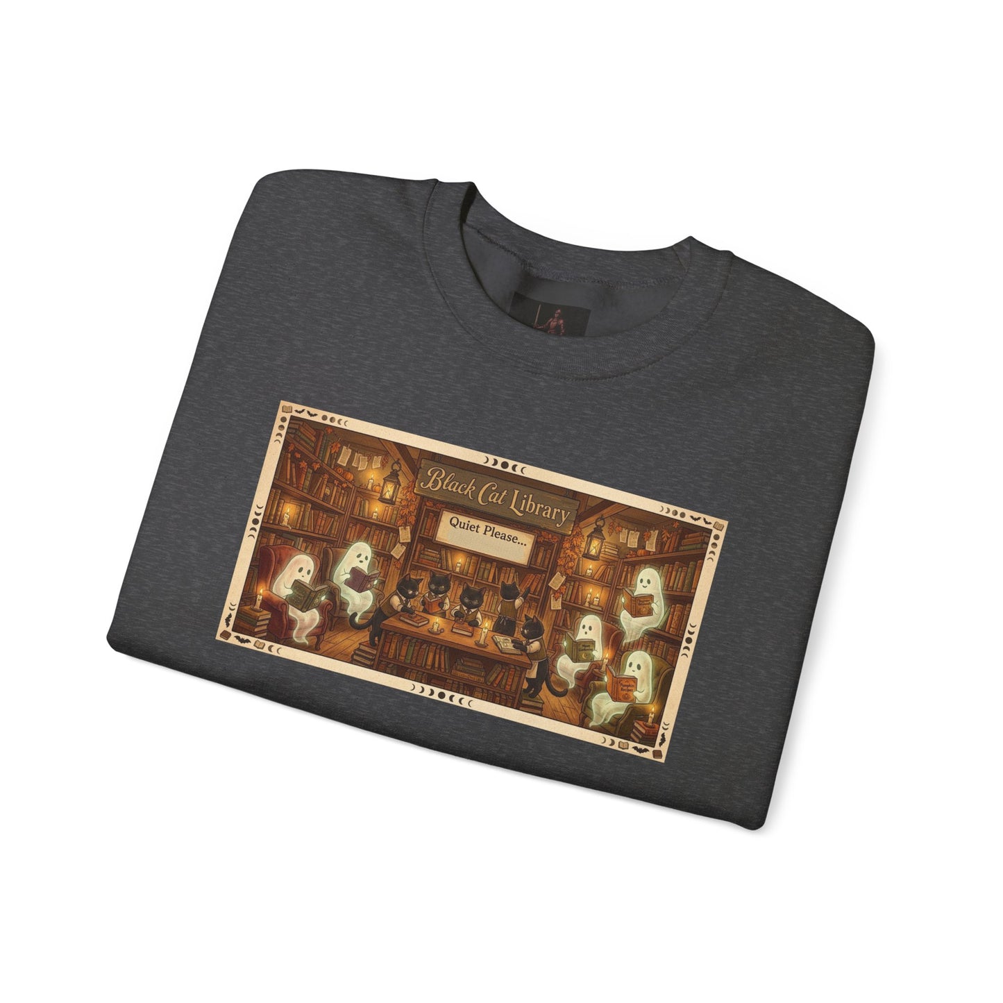 Friday Knights - Black Cat Library Crewneck Sweatshirt