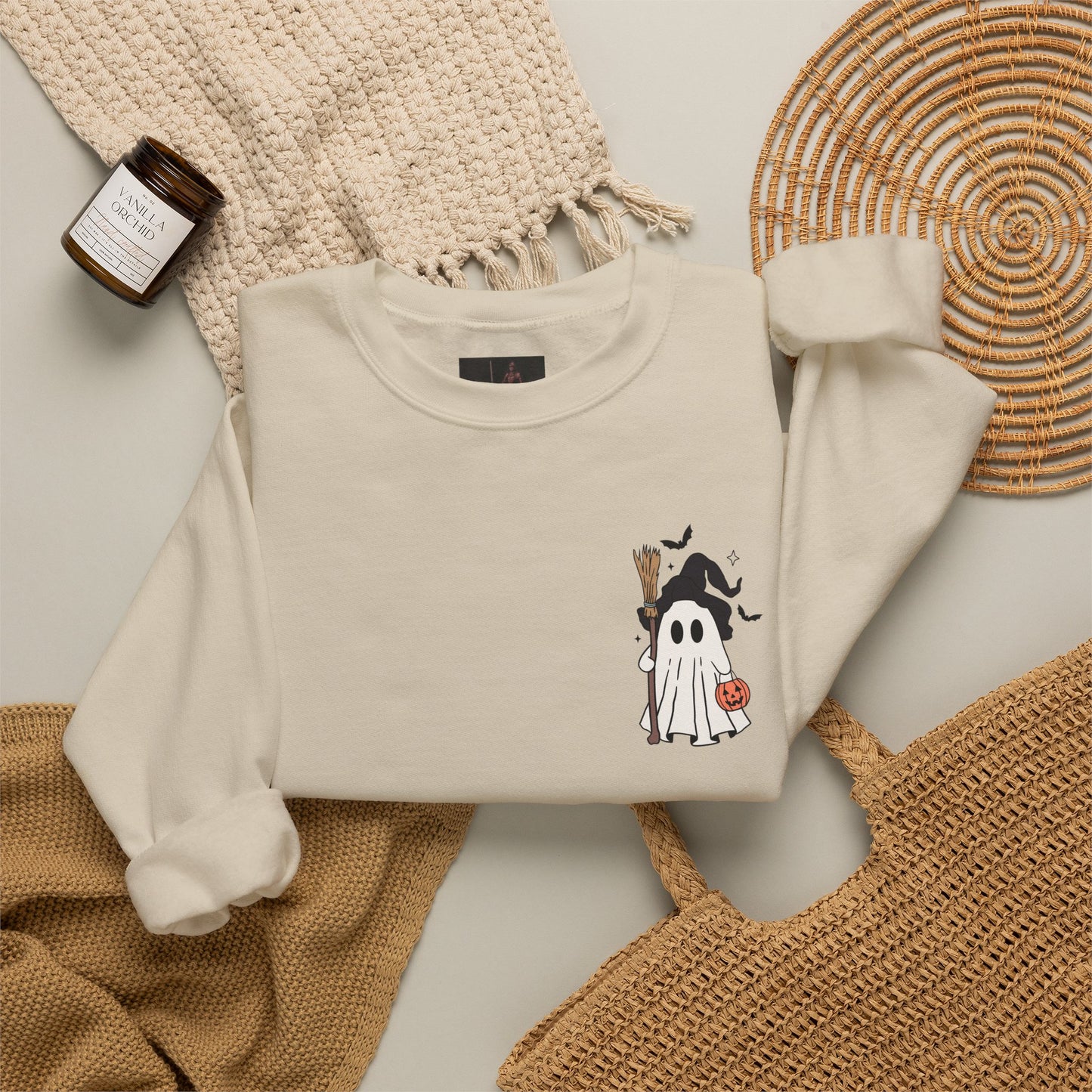 Friday Knights - Ghost in a Witch Hat Crewneck Sweatshirt