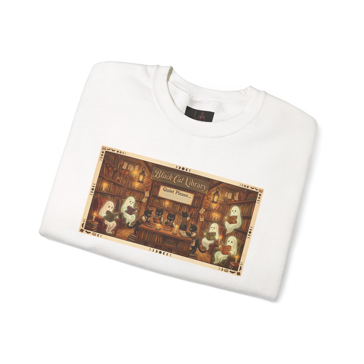 Friday Knights - Black Cat Library Crewneck Sweatshirt