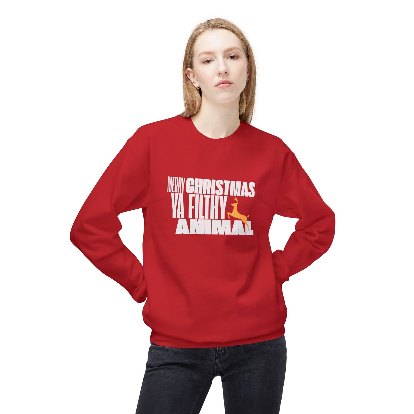 Friday Knights - Merry Christmas ya filthy Animal Fleece Crewneck Sweatshirt