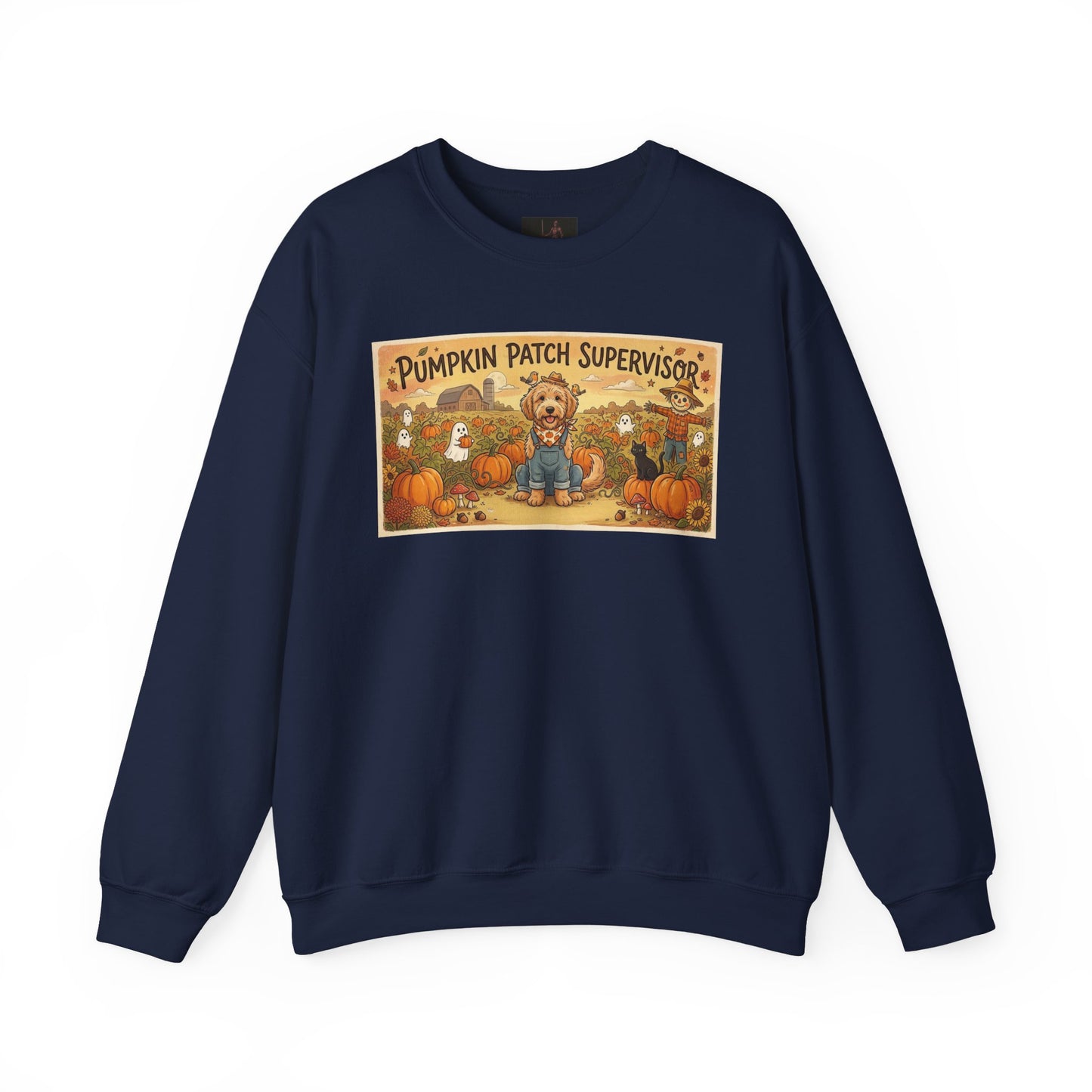 Friday Knights - Golden Doodle Pumpkin Patch Supervisor Crewneck Sweatshirt
