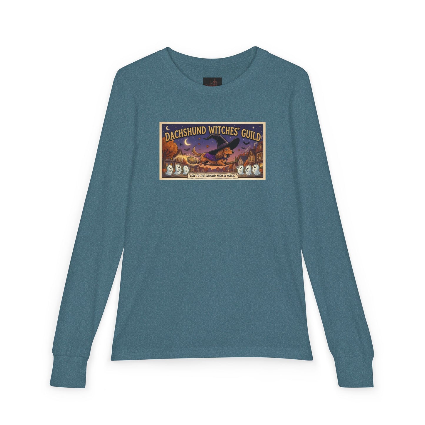 Friday Knights KIDS- Dachshund Witches Guild Youth Long Sleeve Tee