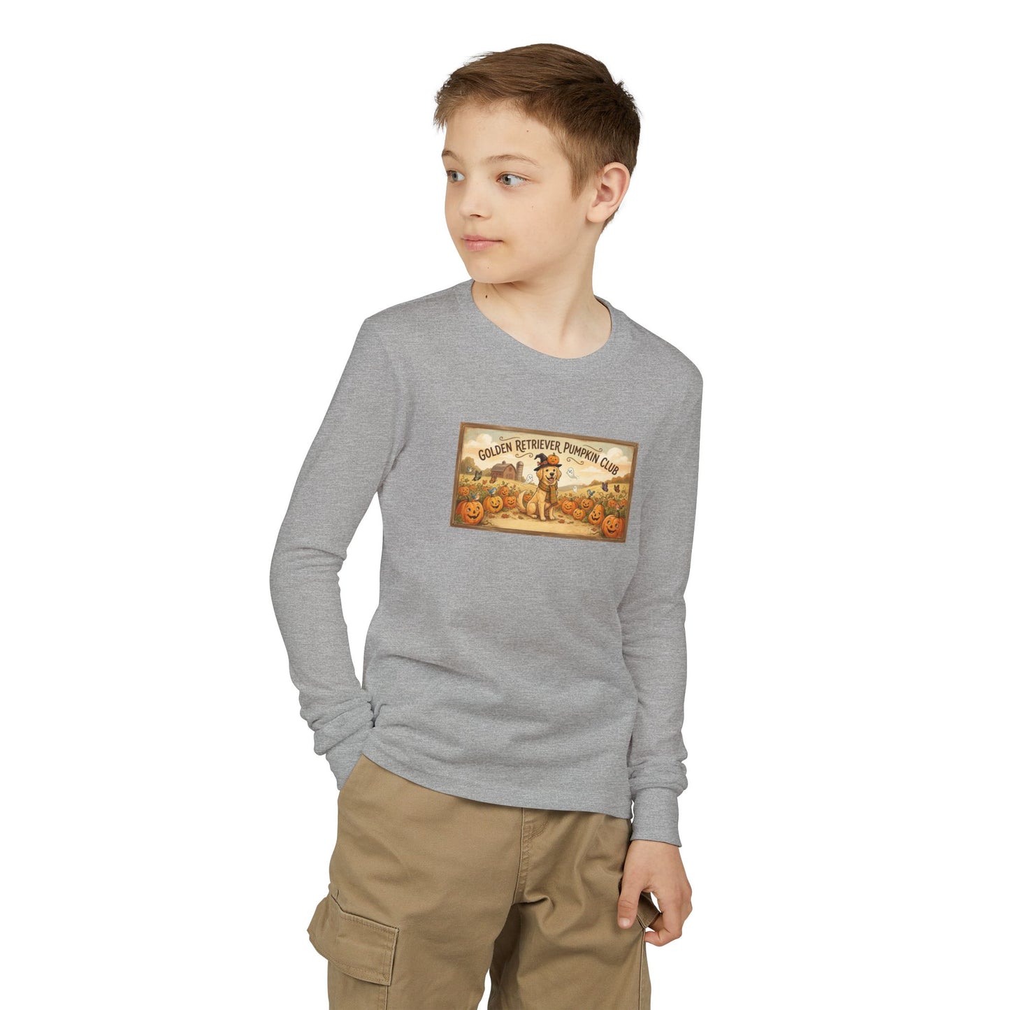 Friday Knights KIDS- Golden Retriever Pumpkin Club Youth Long Sleeve Tee