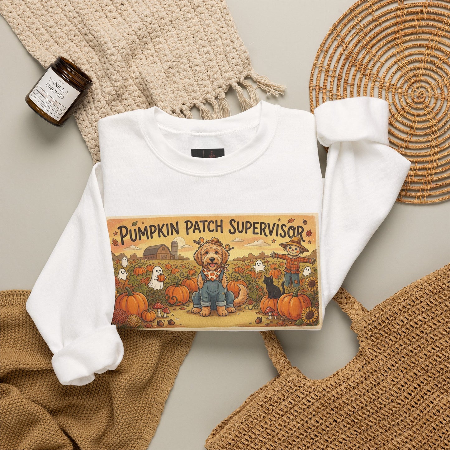 Friday Knights - Golden Doodle Pumpkin Patch Supervisor Crewneck Sweatshirt