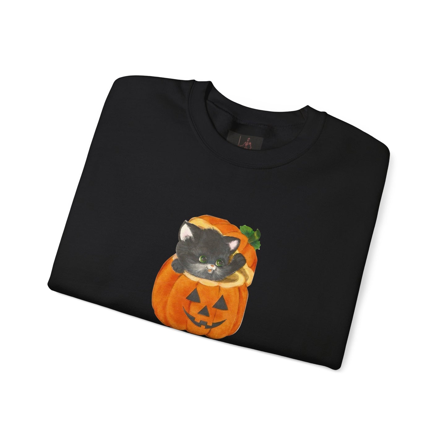 Friday Knights-  Black Cat in Jack-O'-Lantern Crewneck Sweatshirt