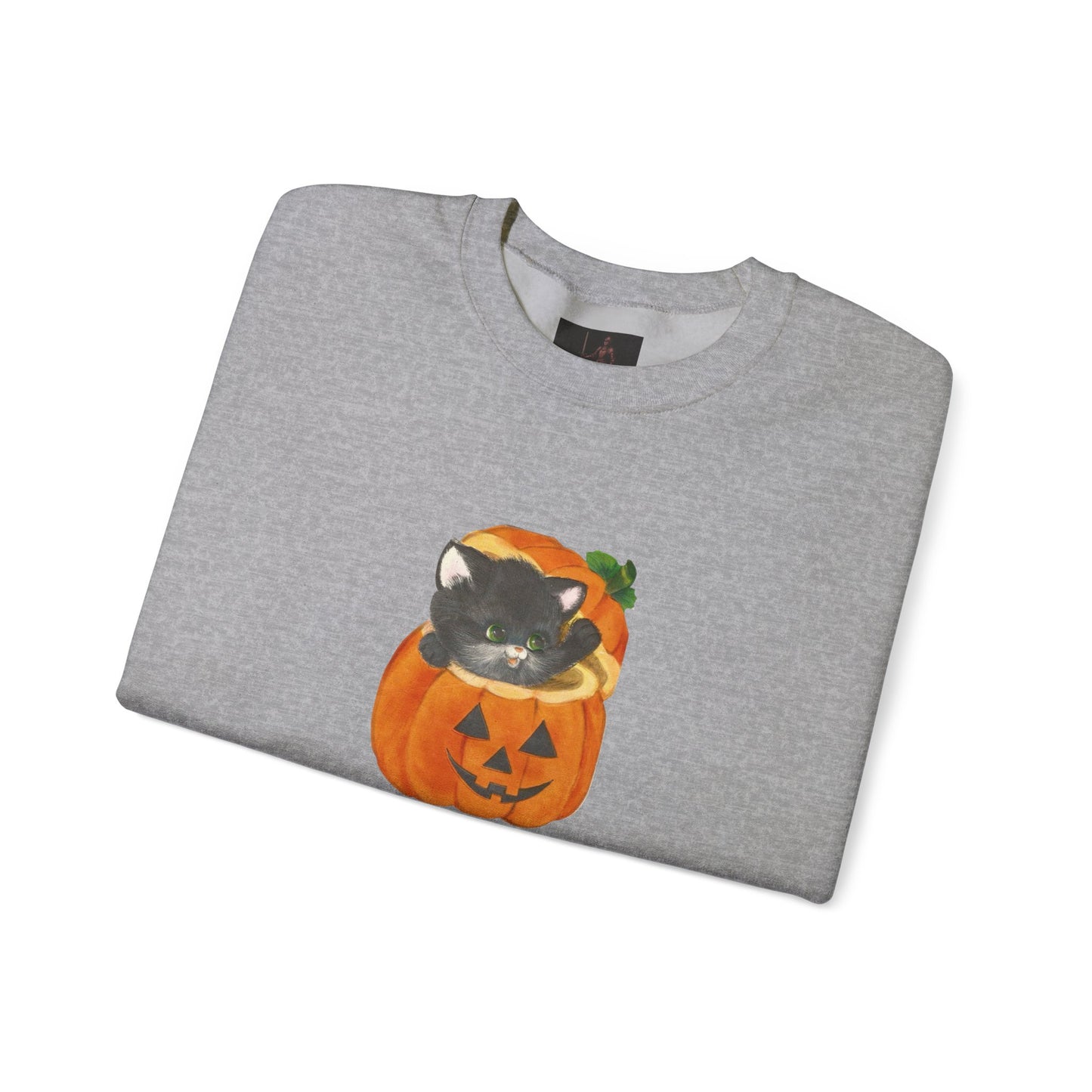Friday Knights-  Black Cat in Jack-O'-Lantern Crewneck Sweatshirt