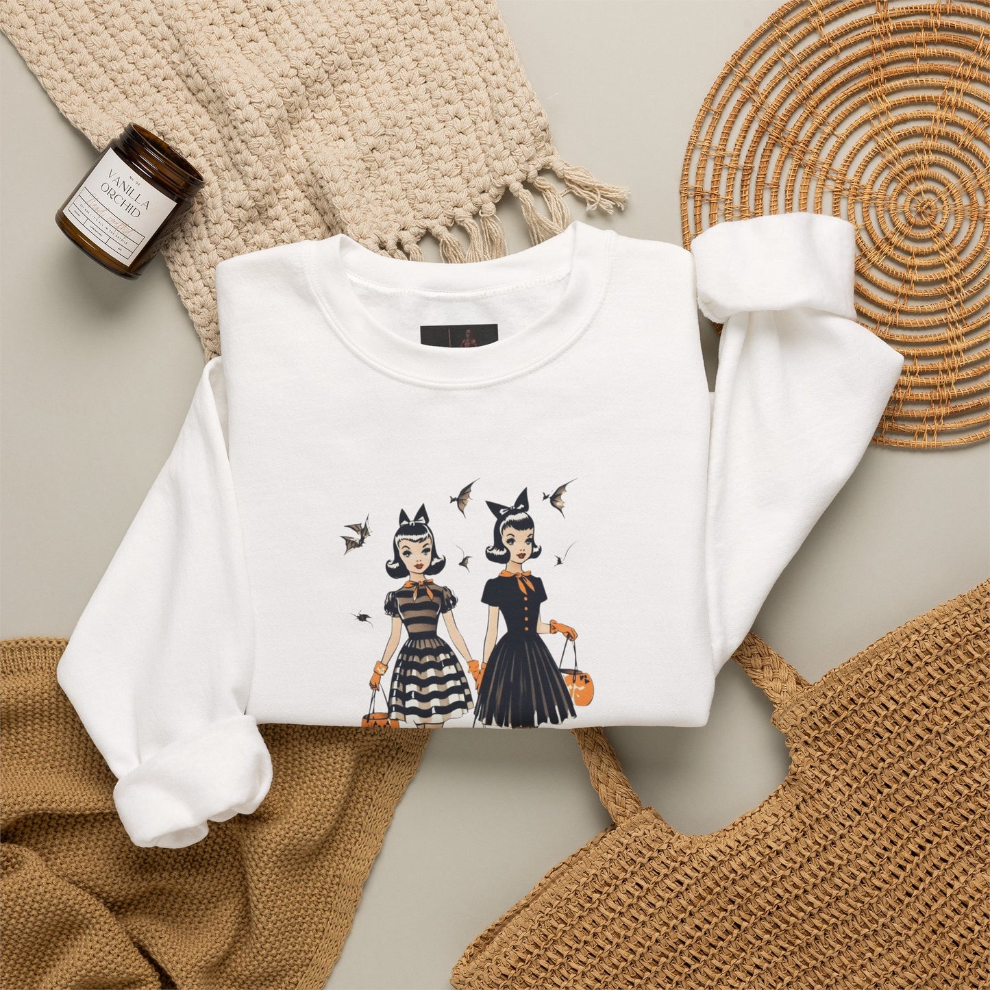 Friday Knights - Vintage Halloween Witch Sisters Sweatshirt