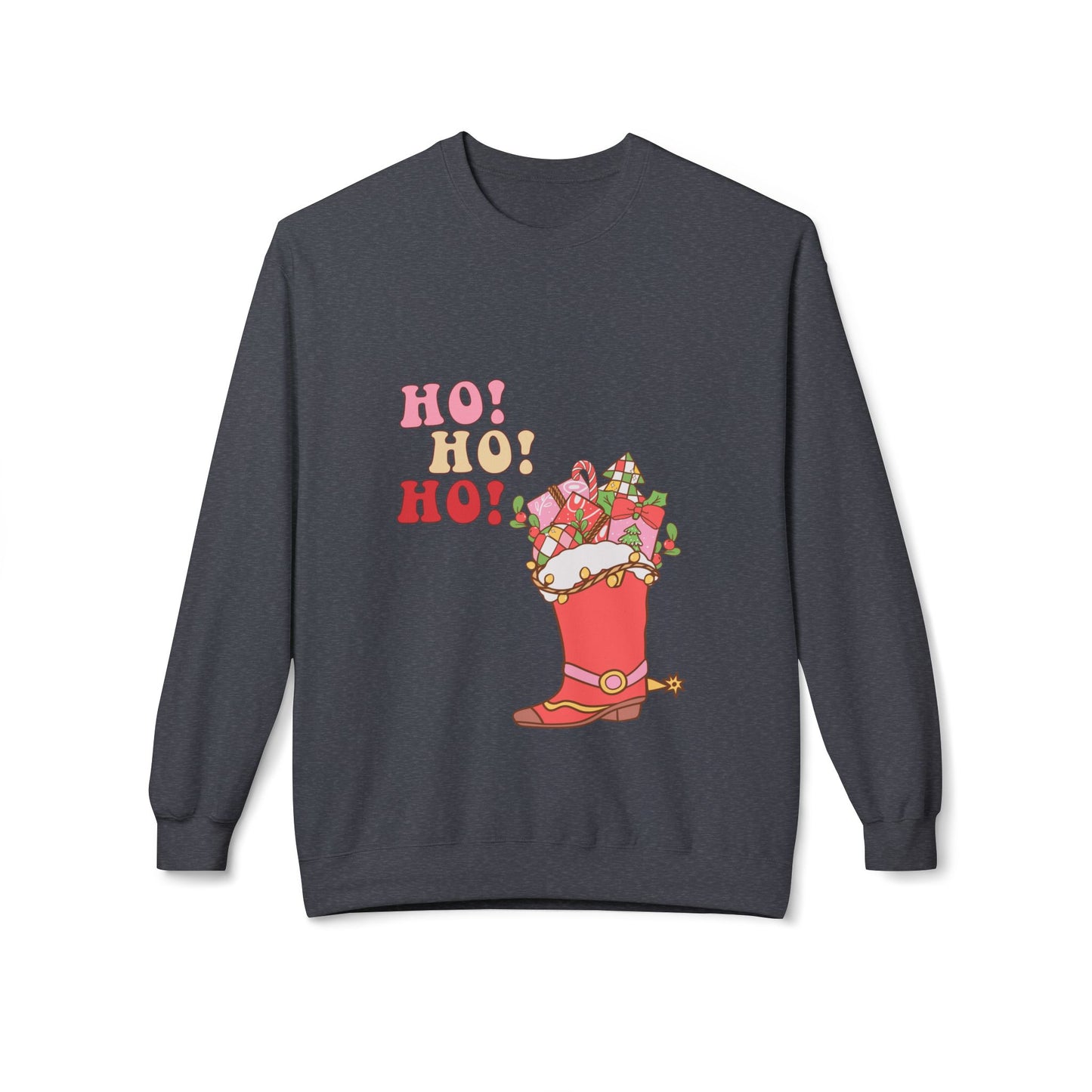 Friday Knights - hohoho cowboy boot Fleece Crewneck Sweatshirt