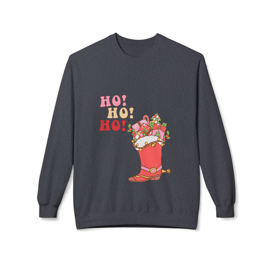 Friday Knights - hohoho cowboy boot Fleece Crewneck Sweatshirt