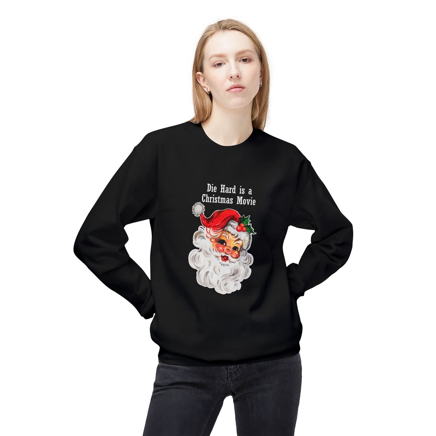 Christmas Sweatshirt - Vintage Santa “Die Hard is a Christmas Movie” Holiday Crewneck