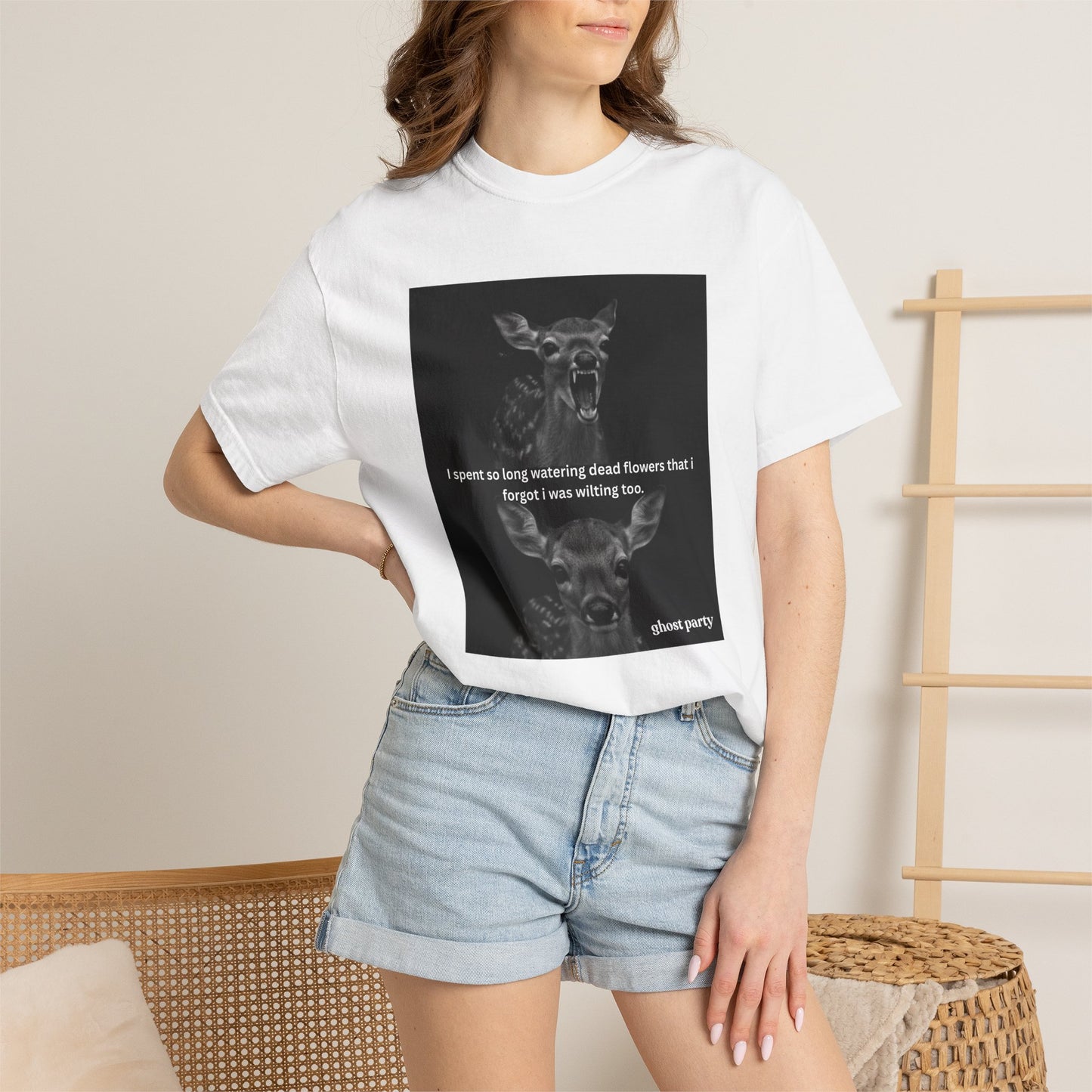 Deer Graphic T-Shirt “I spent so long watering dead flowers”