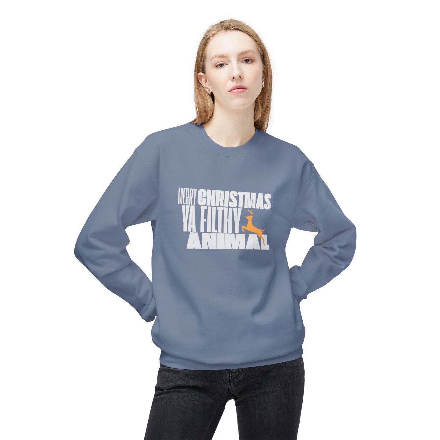 Friday Knights - Merry Christmas ya filthy Animal Fleece Crewneck Sweatshirt