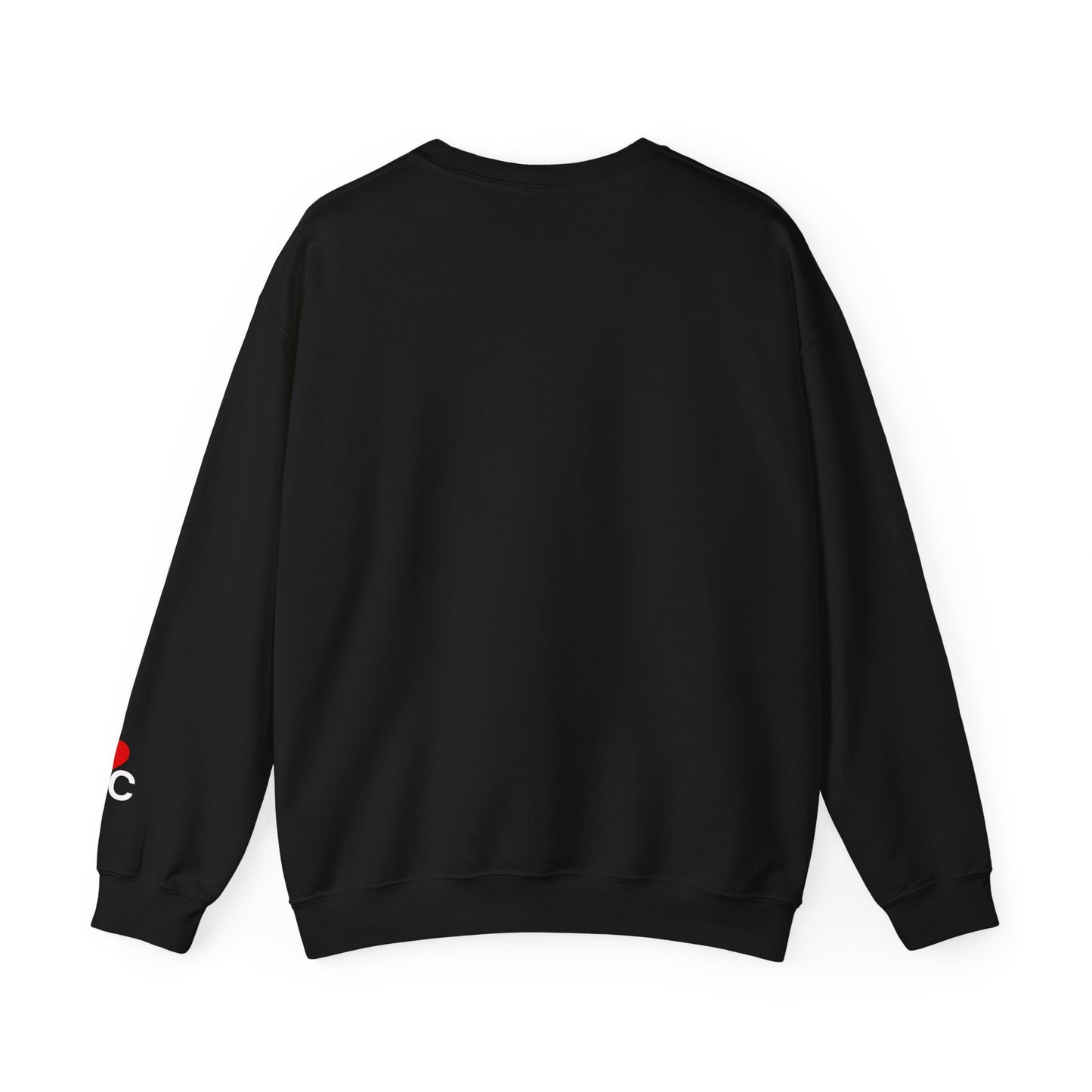 Crewneck Sweatshirt with Roman Numerals & Red Heart Sleeve — Minimalist Anniversary Gift