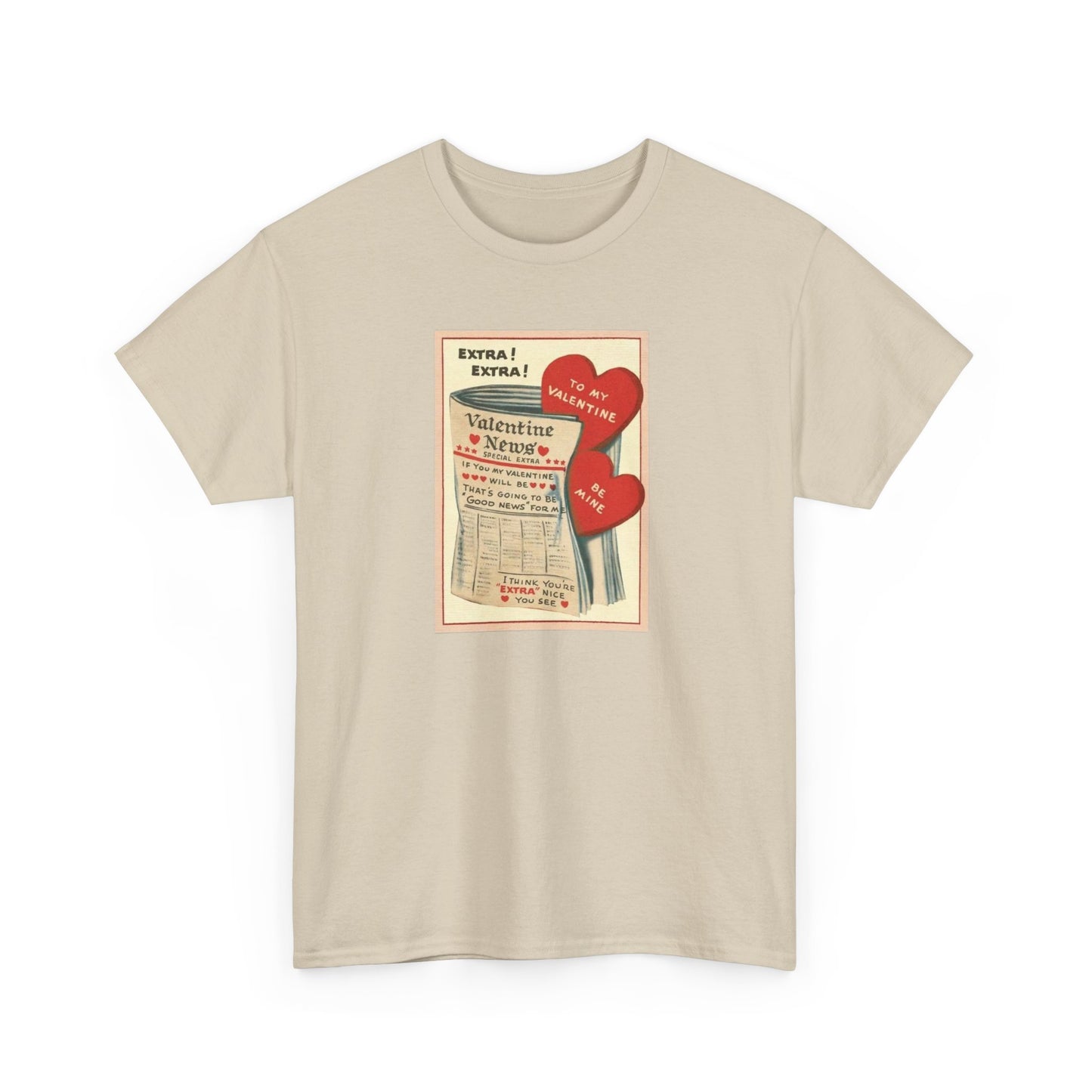 Friday Knights - Valentine’s Vintage Newspaper Hearts Tee