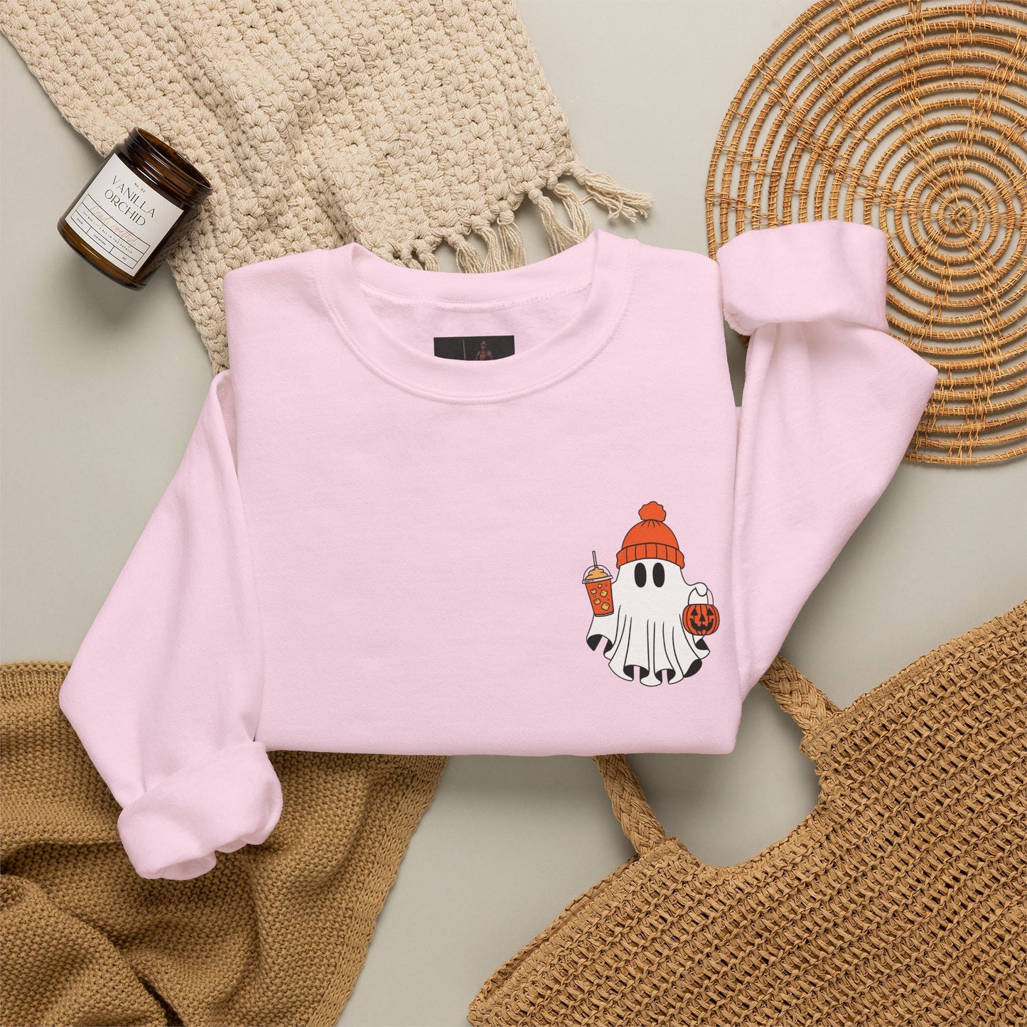Friday Knights- Ghost in a Beanie Crewneck Sweatshirt