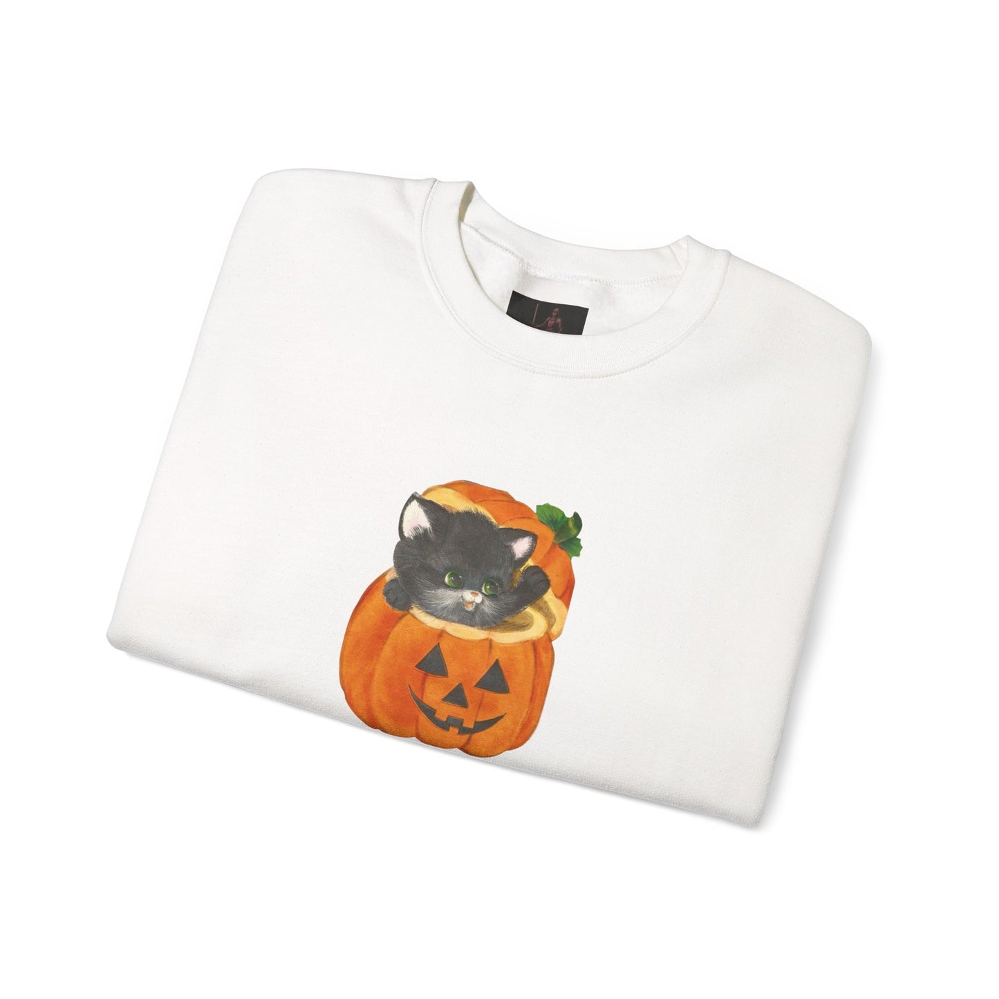 Friday Knights-  Black Cat in Jack-O'-Lantern Crewneck Sweatshirt