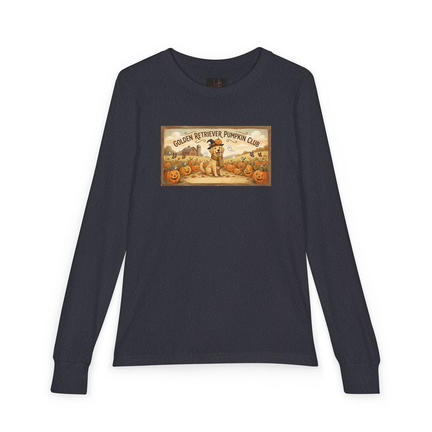 Friday Knights KIDS- Golden Retriever Pumpkin Club Youth Long Sleeve Tee