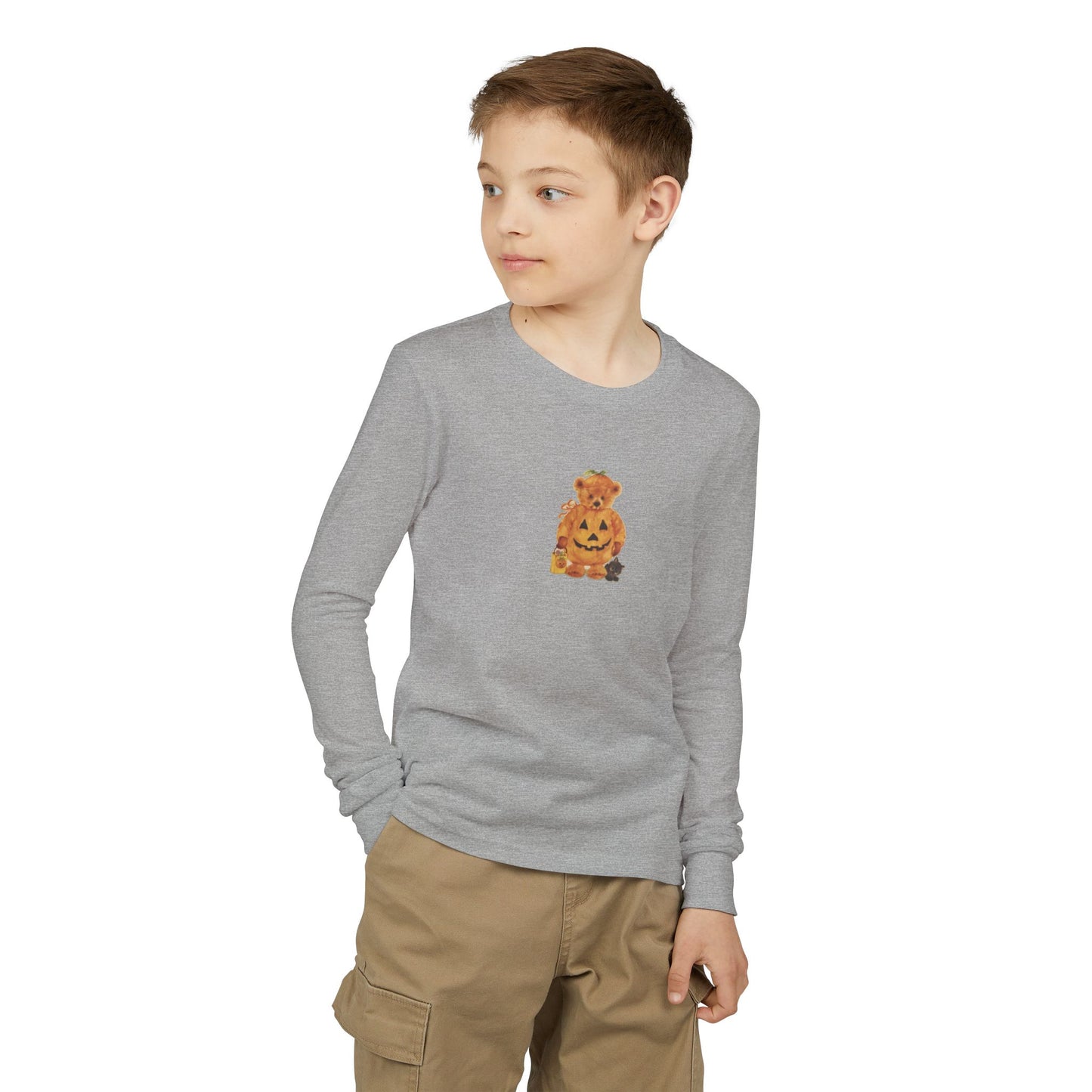 Friday Knights KIDS- Teddy Bear Pumpkin Jack-O’-Lantern Long Sleeve Tee