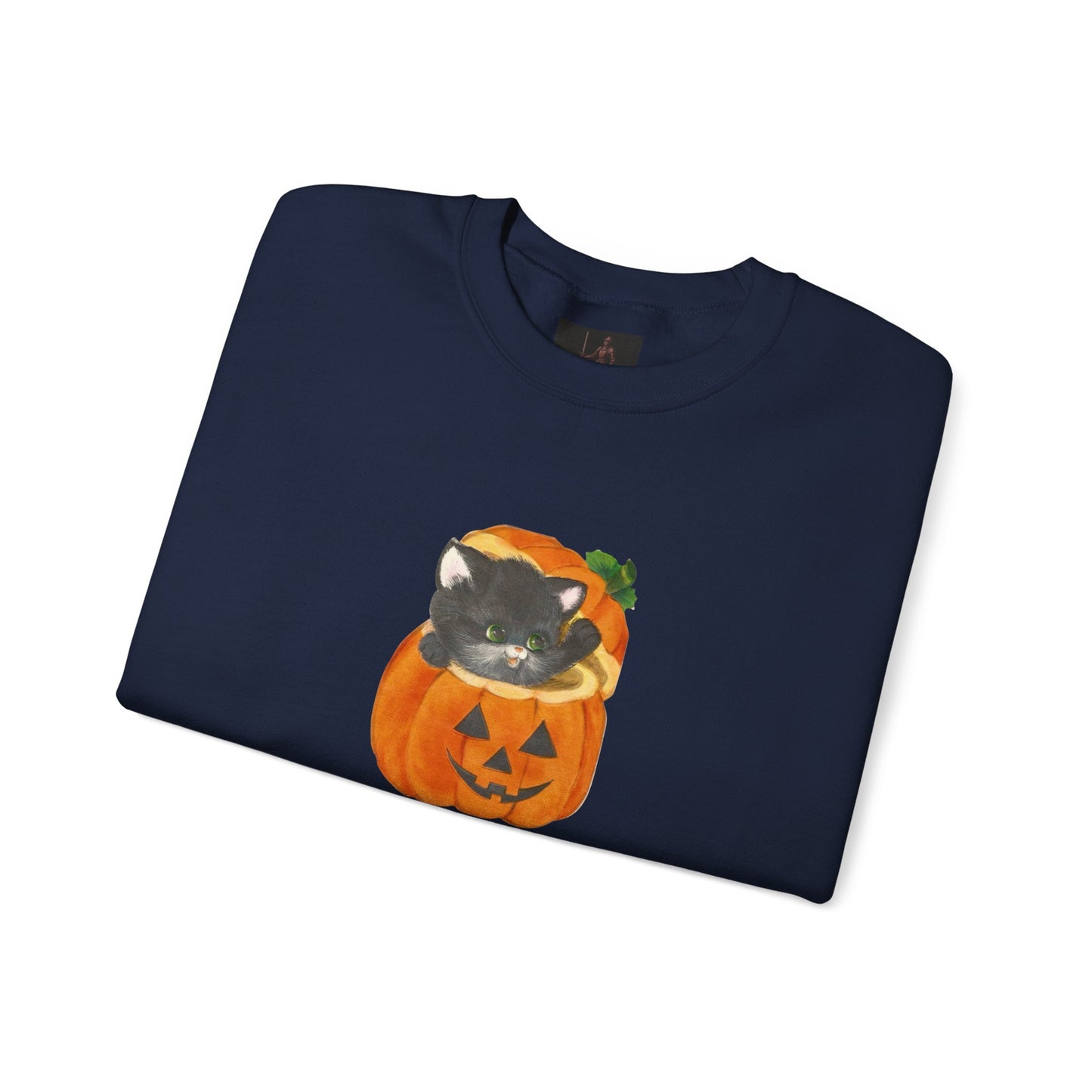 Friday Knights-  Black Cat in Jack-O'-Lantern Crewneck Sweatshirt