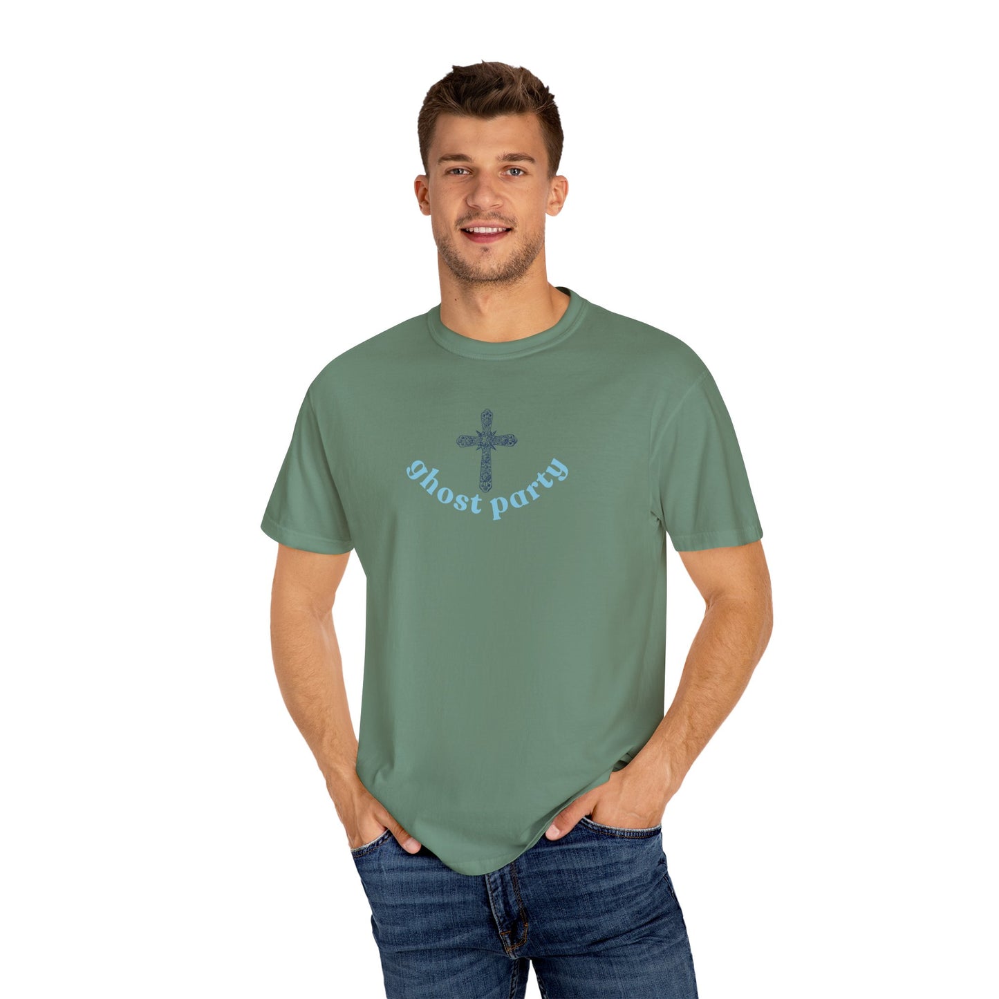 Ghost Party blue cross tee