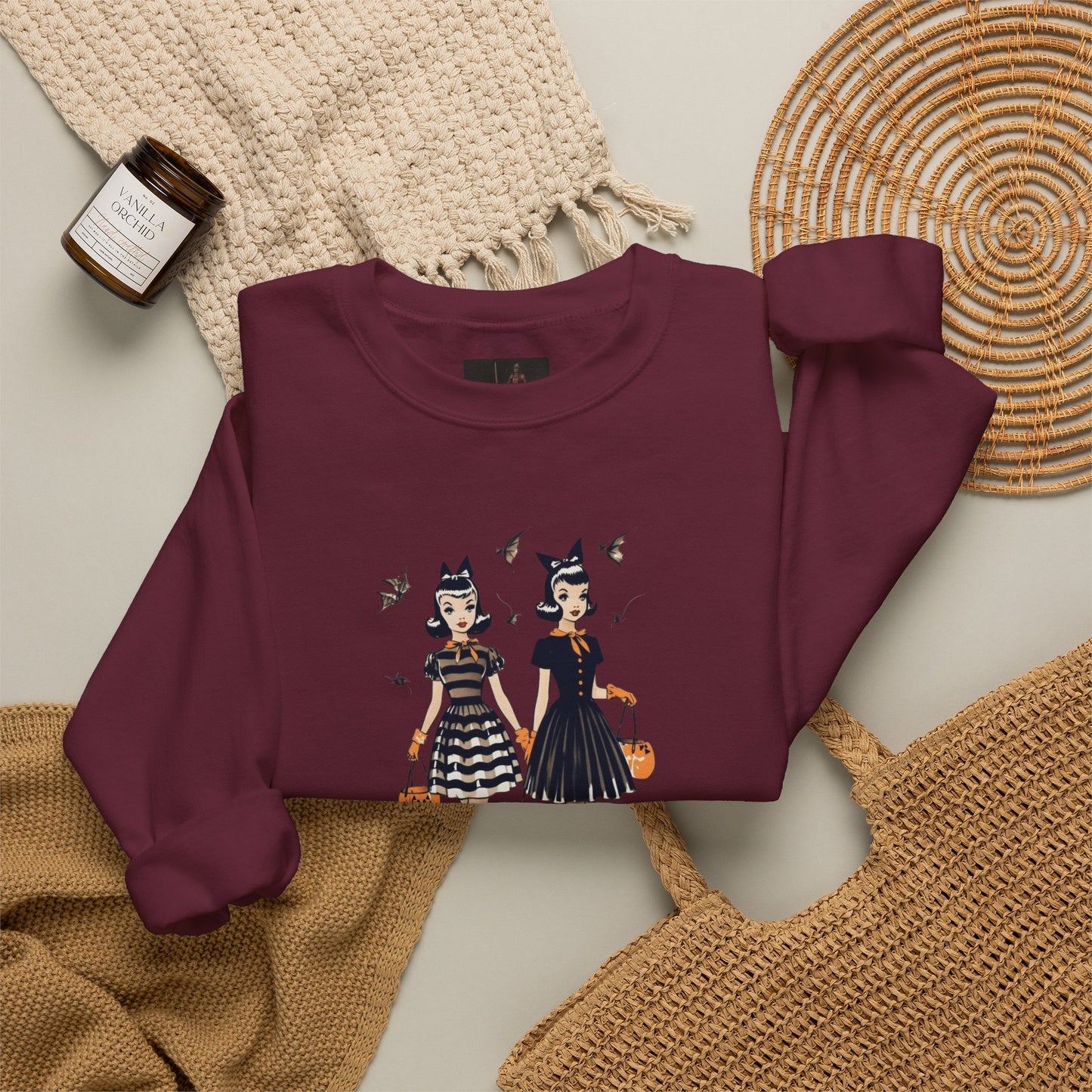 Friday Knights - Vintage Halloween Witch Sisters Sweatshirt