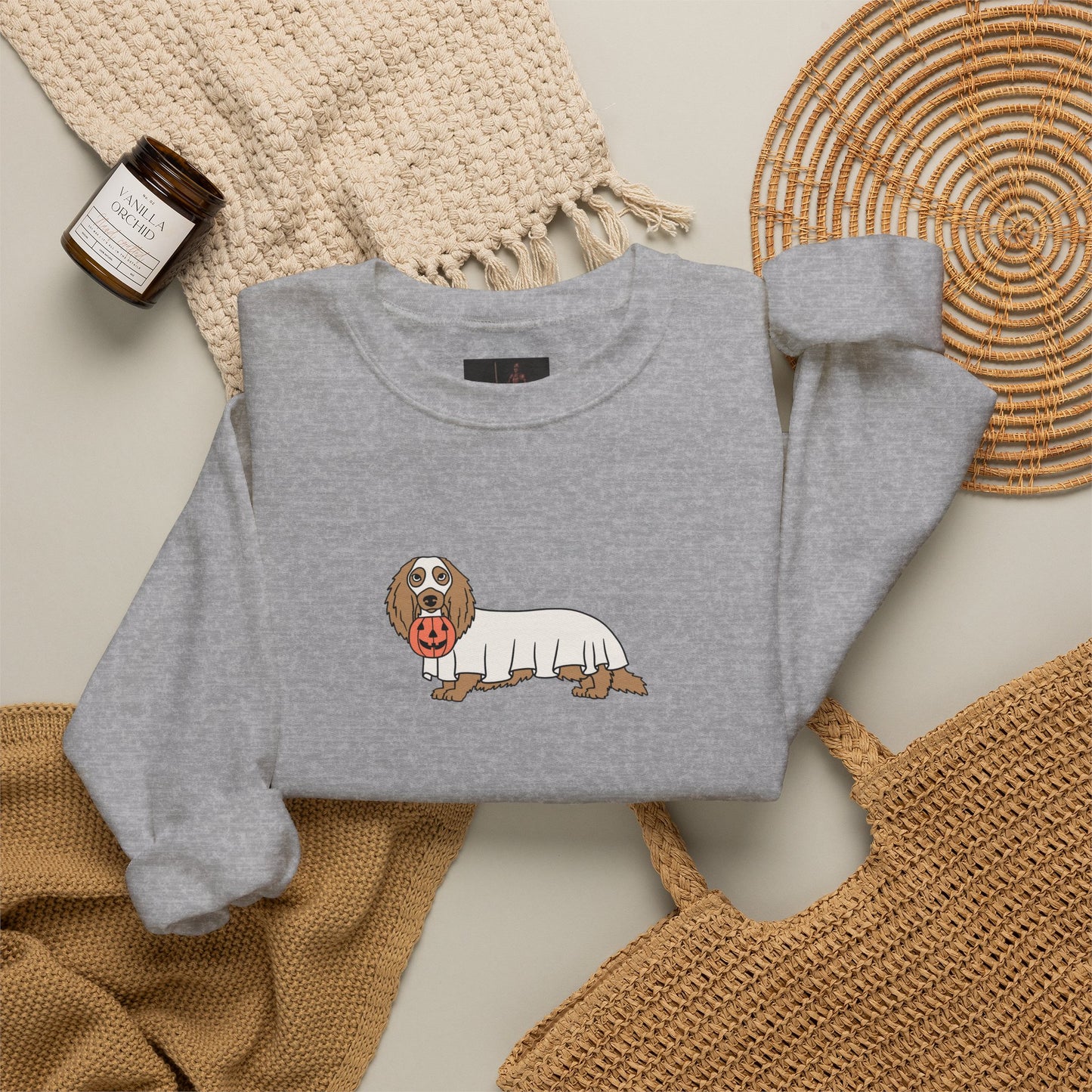 Friday Knights - Dachshund ghost Crewneck Sweatshirt