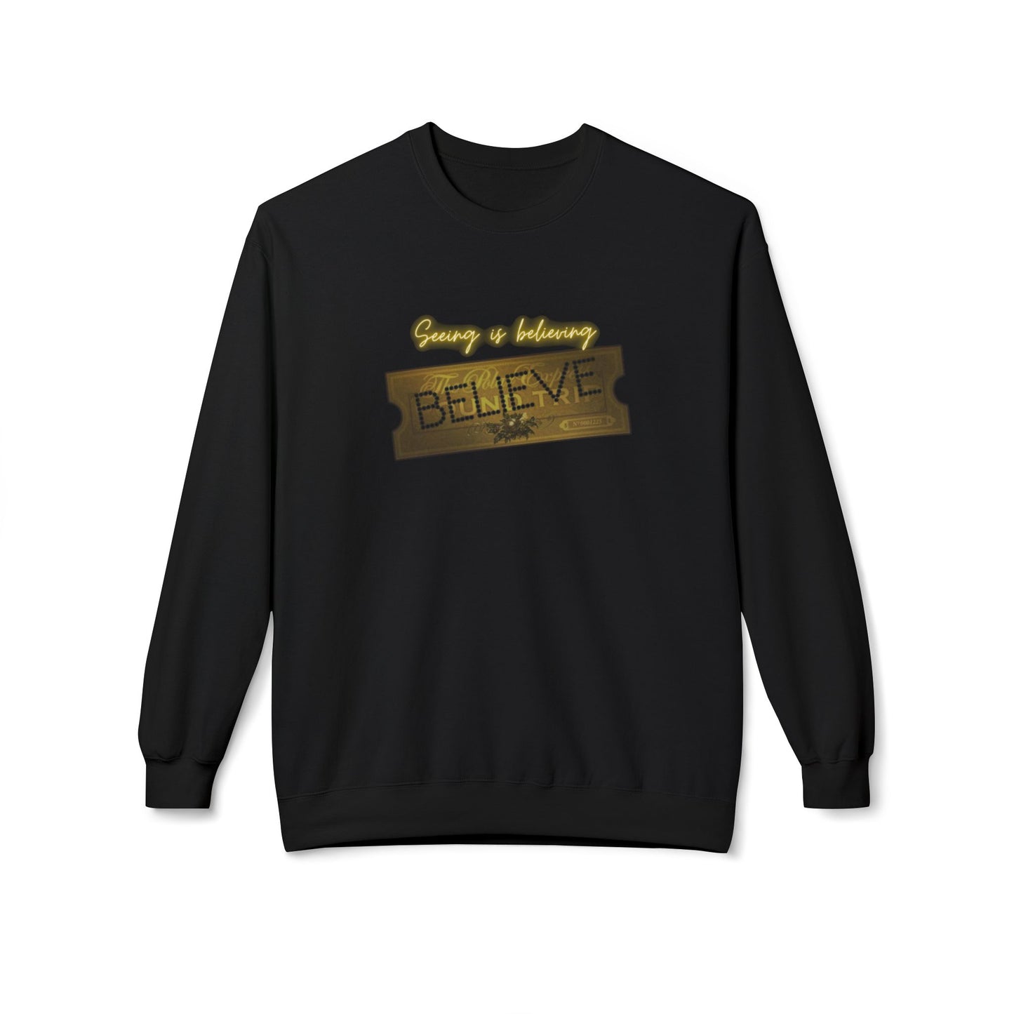 Friday Knights - SEEING IS BELIEVING - BELIEVE ticket polar express Fleece Crewneck Sweatshirt