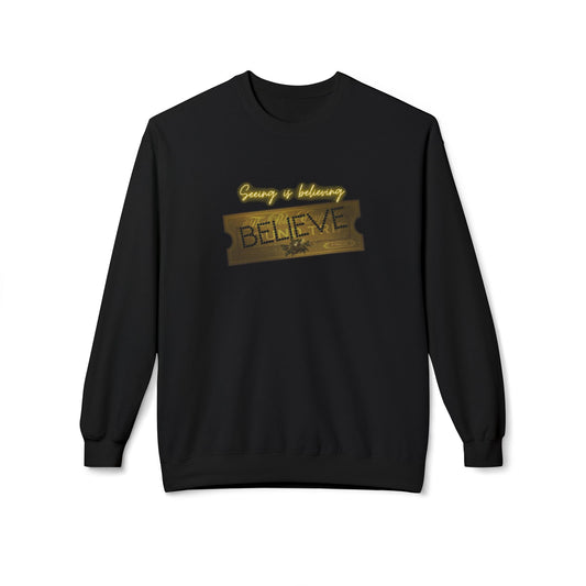 Friday Knights - SEEING IS BELIEVING - BELIEVE ticket polar express Fleece Crewneck Sweatshirt