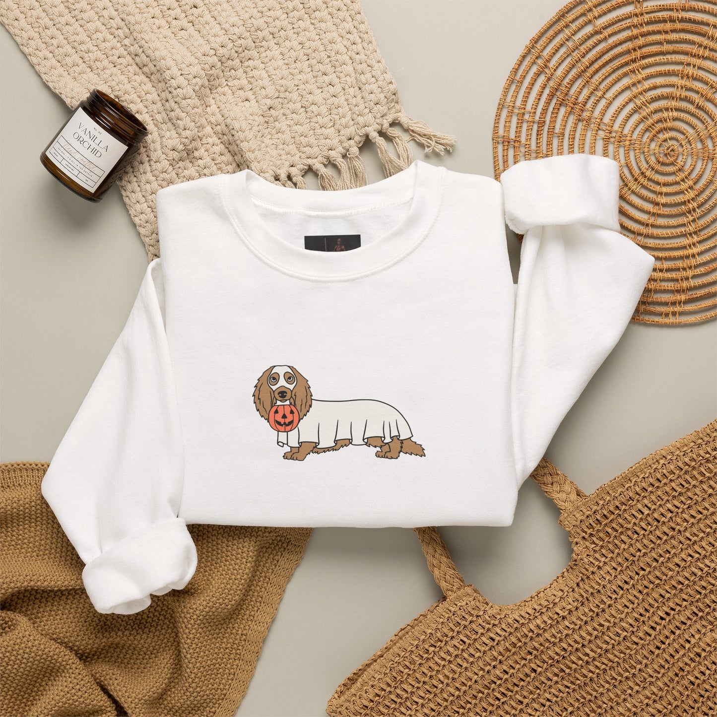 Friday Knights - Dachshund ghost Crewneck Sweatshirt