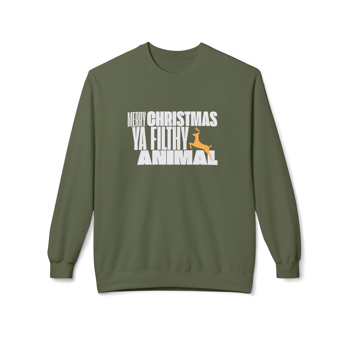 Friday Knights - Merry Christmas ya filthy Animal Fleece Crewneck Sweatshirt