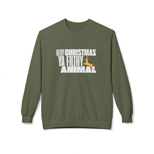 Friday Knights - Merry Christmas ya filthy Animal Fleece Crewneck Sweatshirt