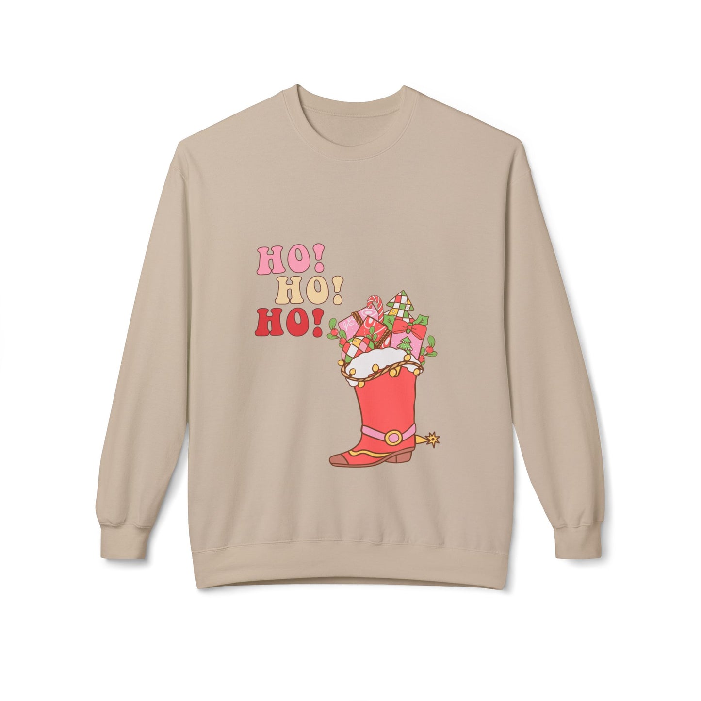Friday Knights - hohoho cowboy boot Fleece Crewneck Sweatshirt