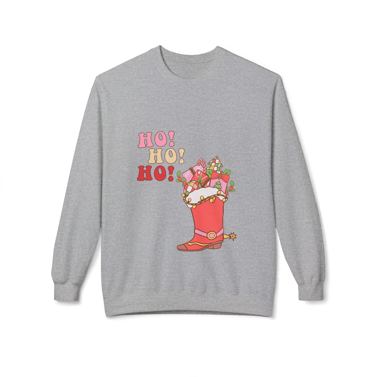 Friday Knights - hohoho cowboy boot Fleece Crewneck Sweatshirt