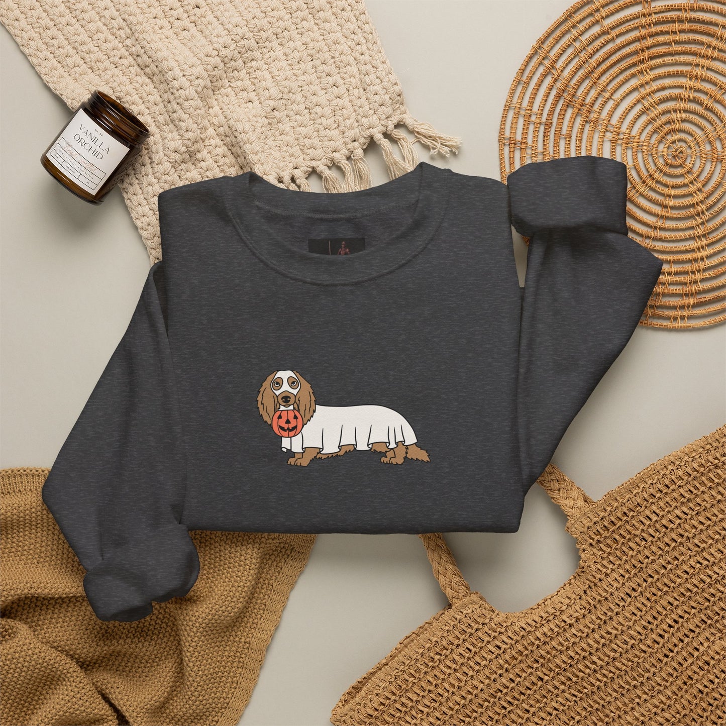 Friday Knights - Dachshund ghost Crewneck Sweatshirt