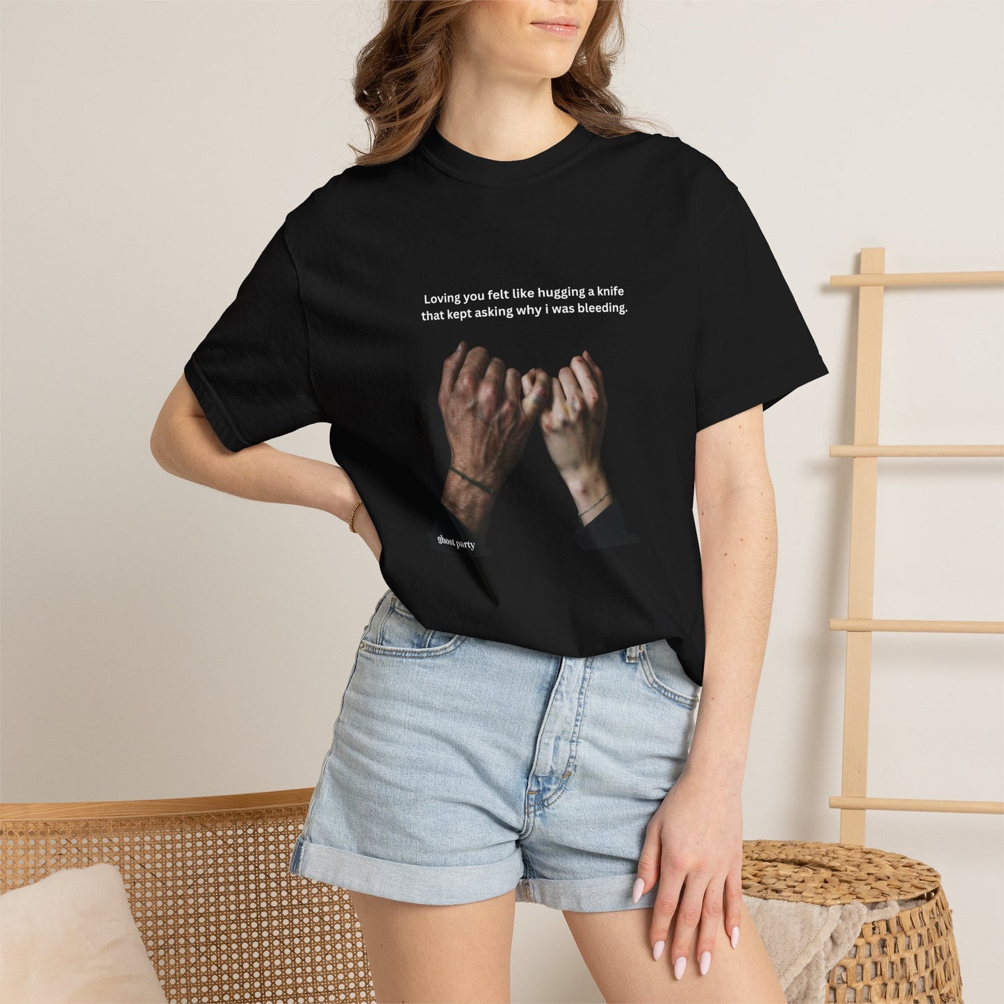 "Loving you felt like hugging a knife" tee
