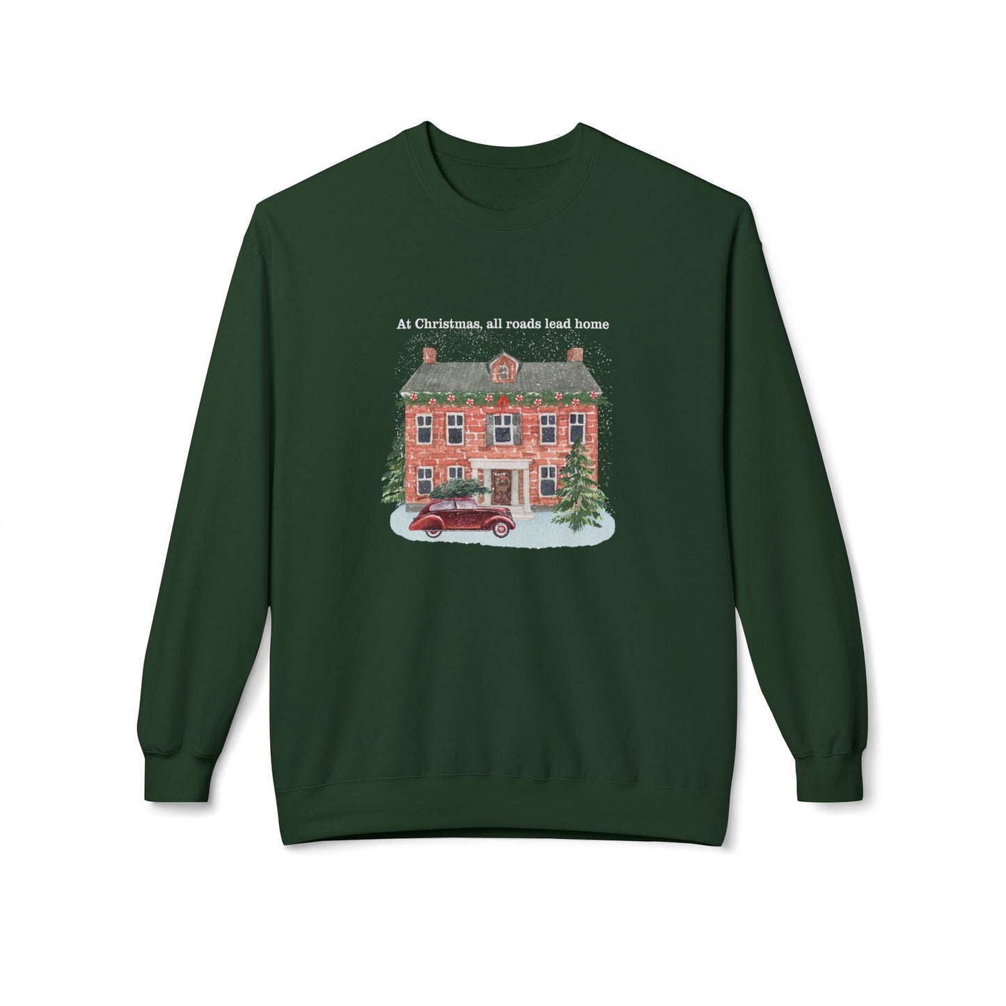 Friday Knights -  At Christmas all reads lead to home Fleece Crewneck Sweatshirt