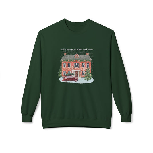 Friday Knights -  At Christmas all reads lead to home Fleece Crewneck Sweatshirt
