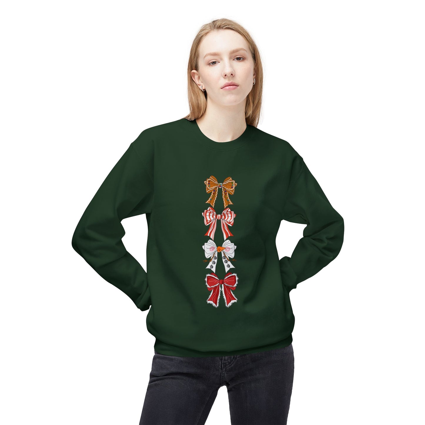 Friday Knights - Holiday Bows Fleece Crewneck Sweatshirt