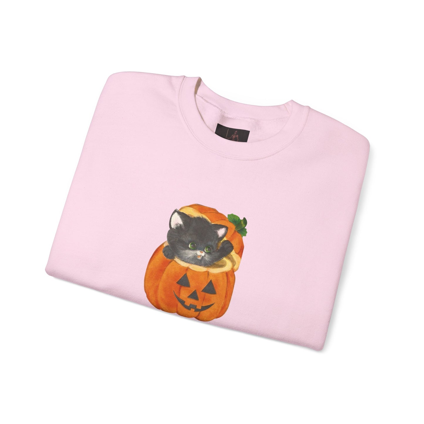 Friday Knights-  Black Cat in Jack-O'-Lantern Crewneck Sweatshirt