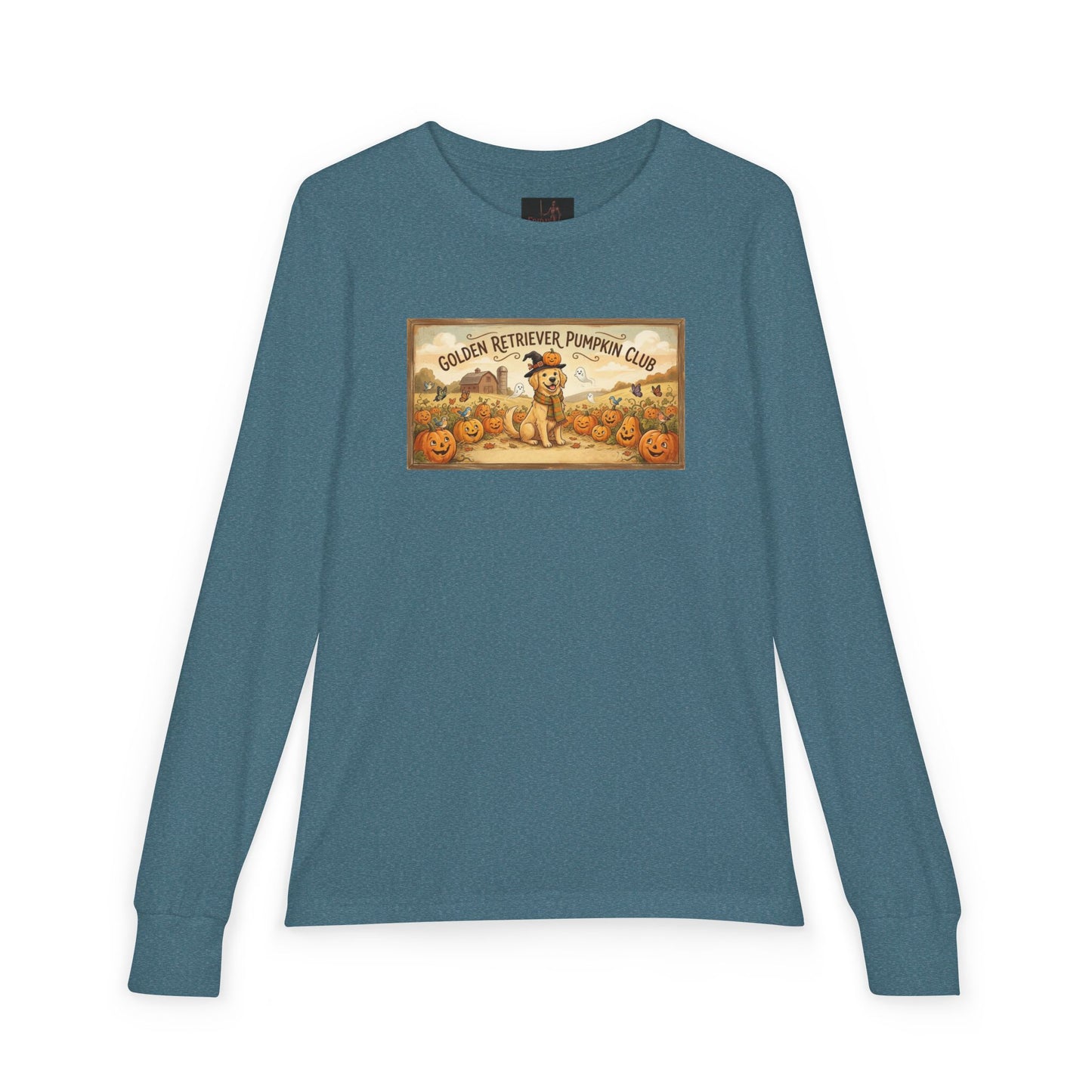 Friday Knights KIDS- Golden Retriever Pumpkin Club Youth Long Sleeve Tee