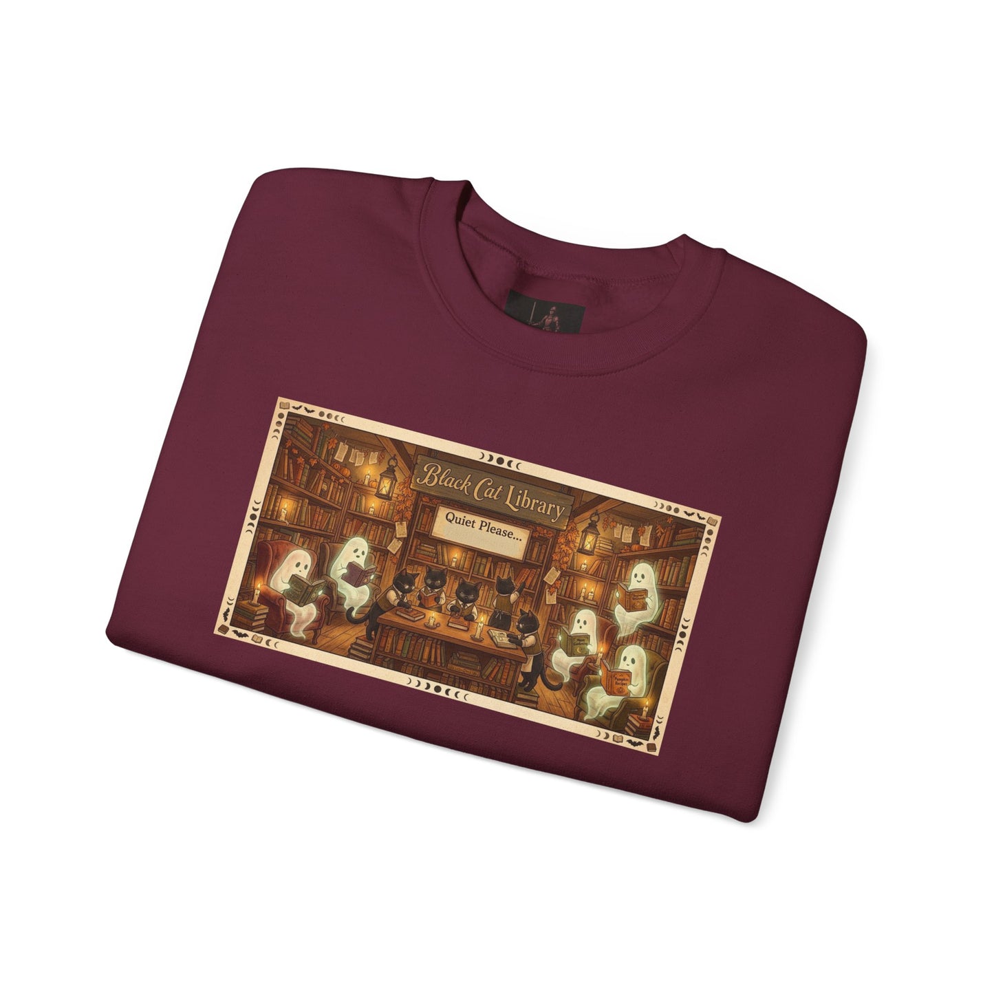Friday Knights - Black Cat Library Crewneck Sweatshirt