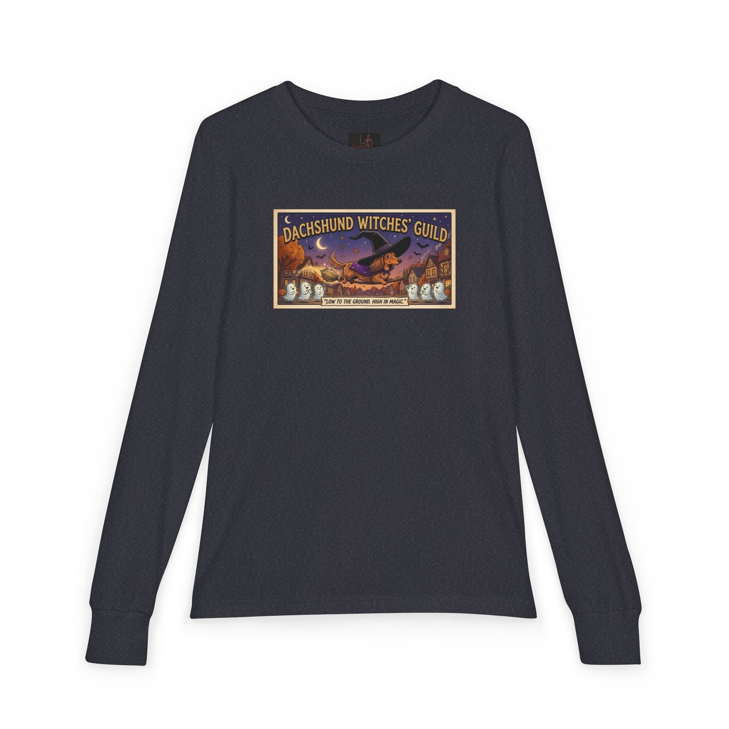 Friday Knights KIDS- Dachshund Witches Guild Youth Long Sleeve Tee