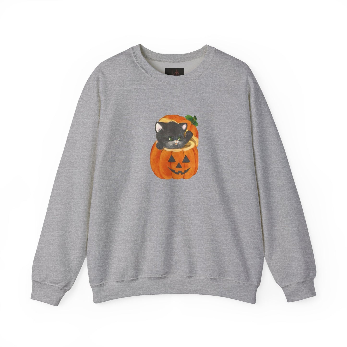 Friday Knights-  Black Cat in Jack-O'-Lantern Crewneck Sweatshirt
