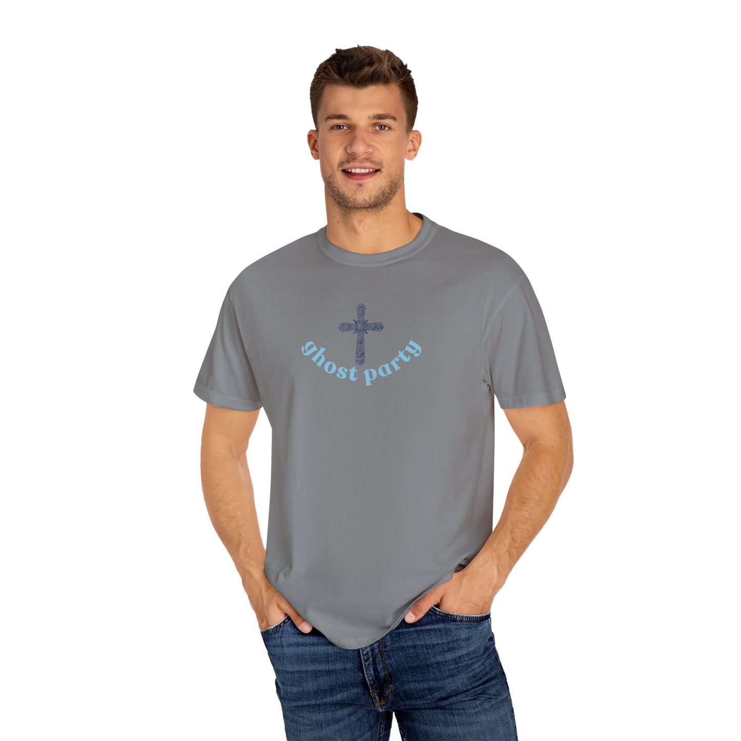 Ghost Party blue cross tee