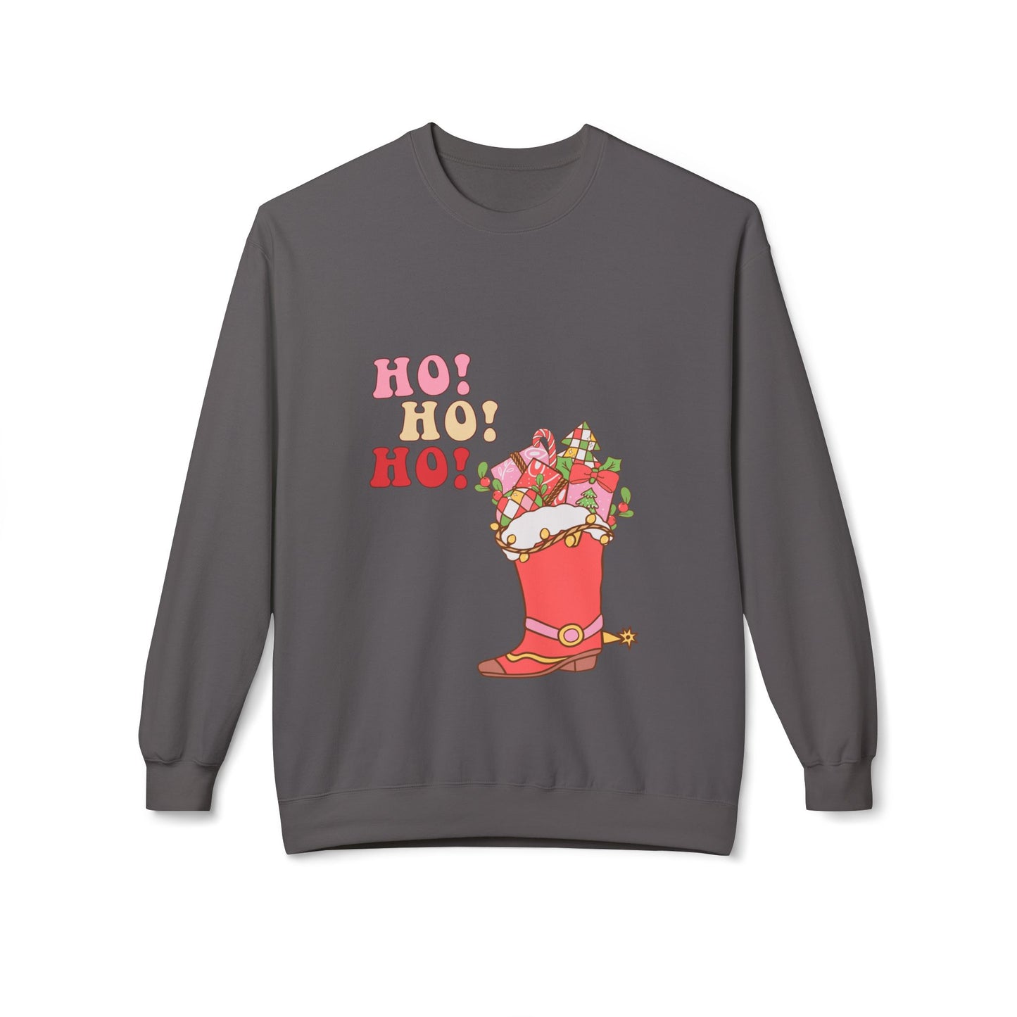 Friday Knights - hohoho cowboy boot Fleece Crewneck Sweatshirt