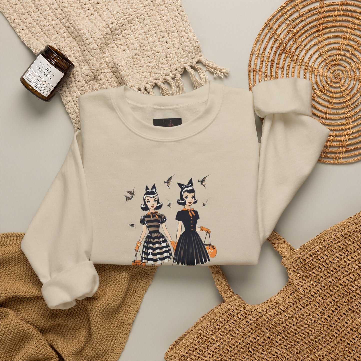 Friday Knights - Vintage Halloween Witch Sisters Sweatshirt