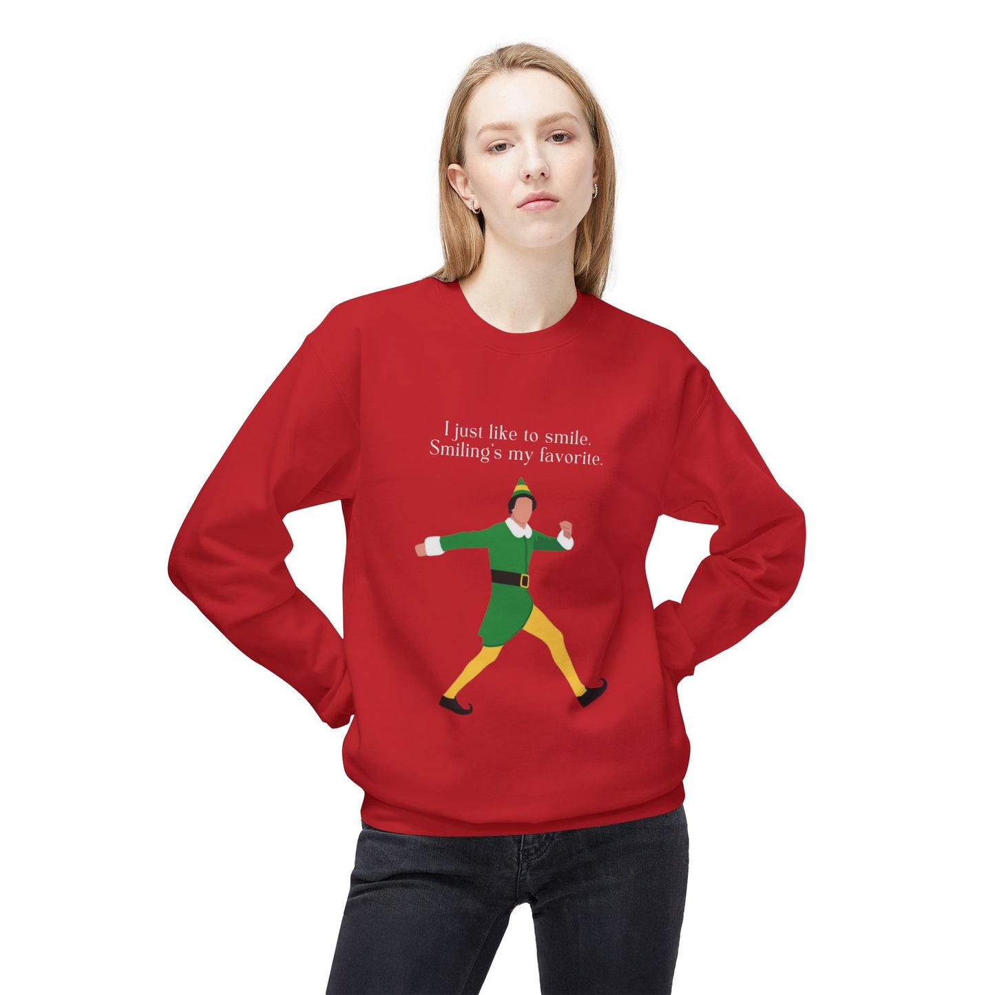 Friday Knights -  I just like smiling ELF Fleece Crewneck Sweatshirt