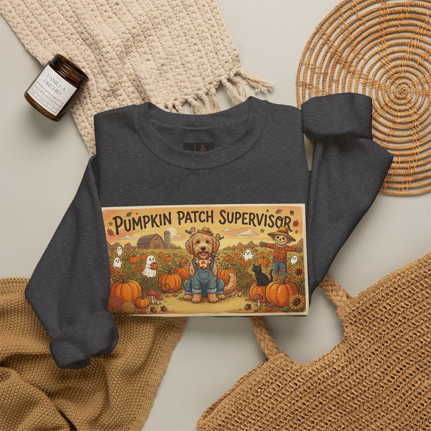 Friday Knights - Golden Doodle Pumpkin Patch Supervisor Crewneck Sweatshirt