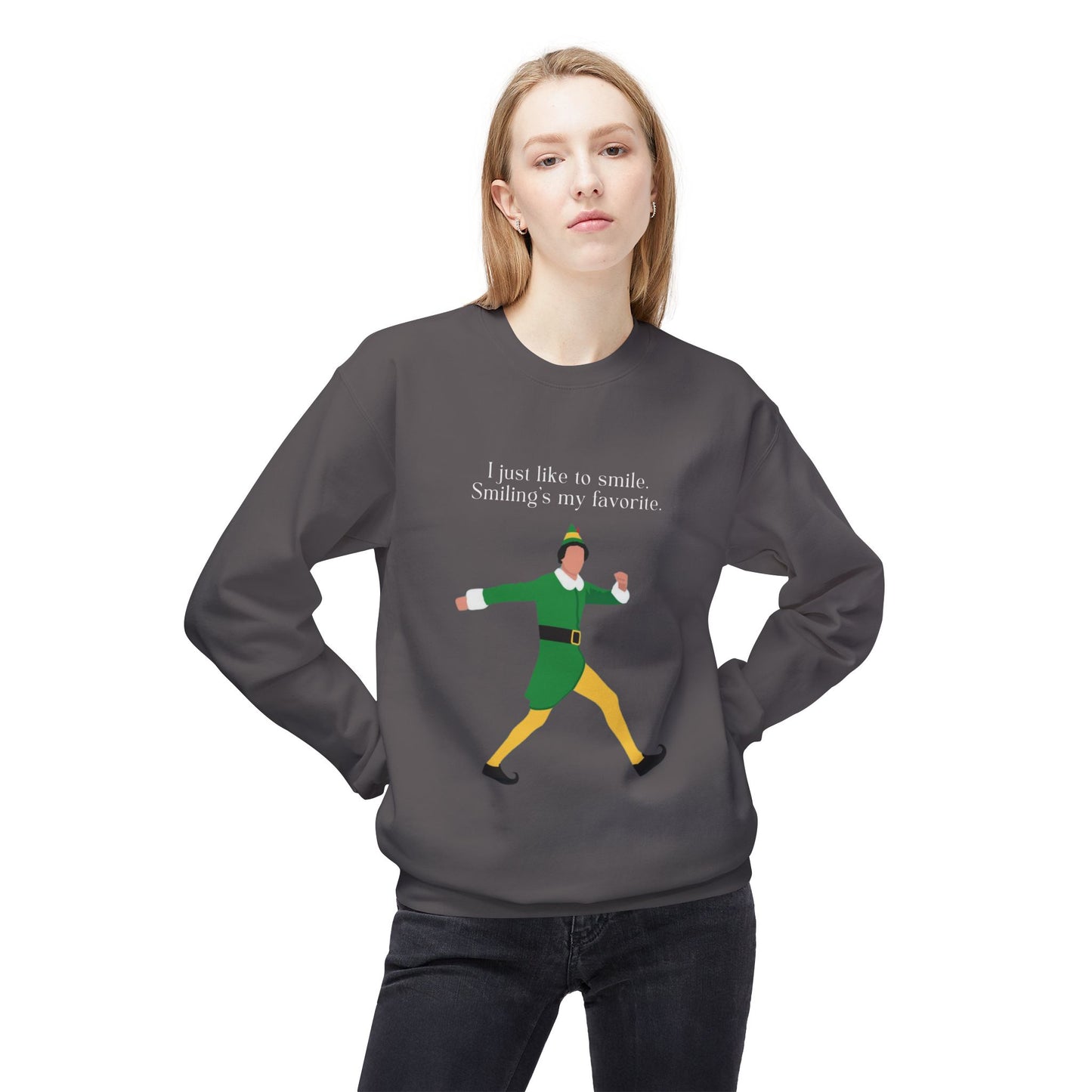 Friday Knights -  I just like smiling ELF Fleece Crewneck Sweatshirt
